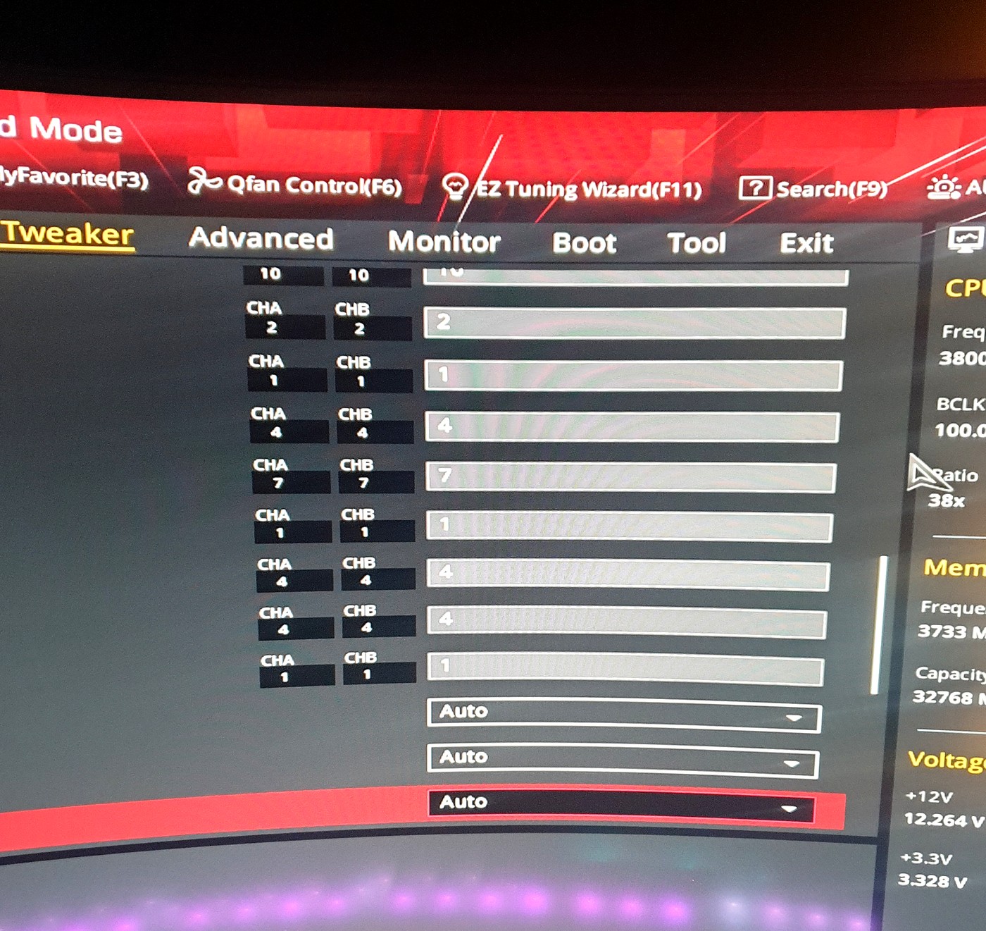 ASUS BIOS secondary memory timings entered by hand
