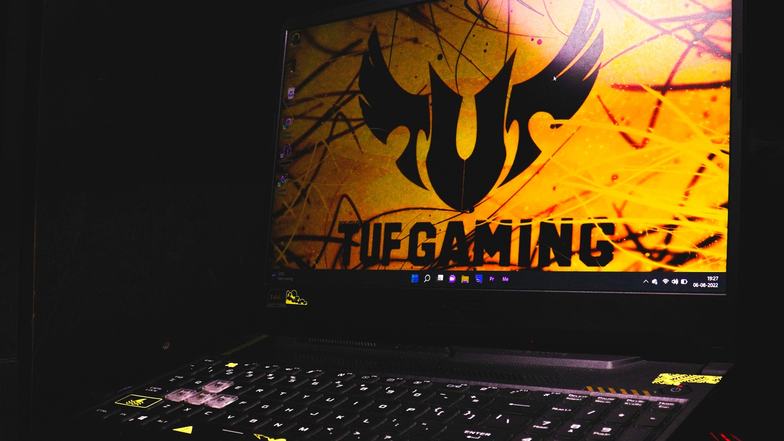Gaming laptop on the bench